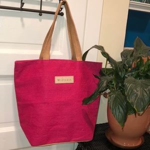 PRETTY,STRONG & PRACTICAL-PINK BURLAP BAG 16x14